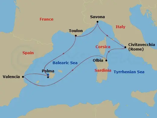 Itinerary schematic diagram