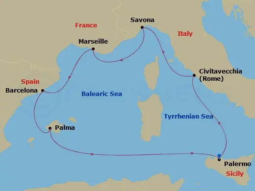 Itinerary schematic diagram