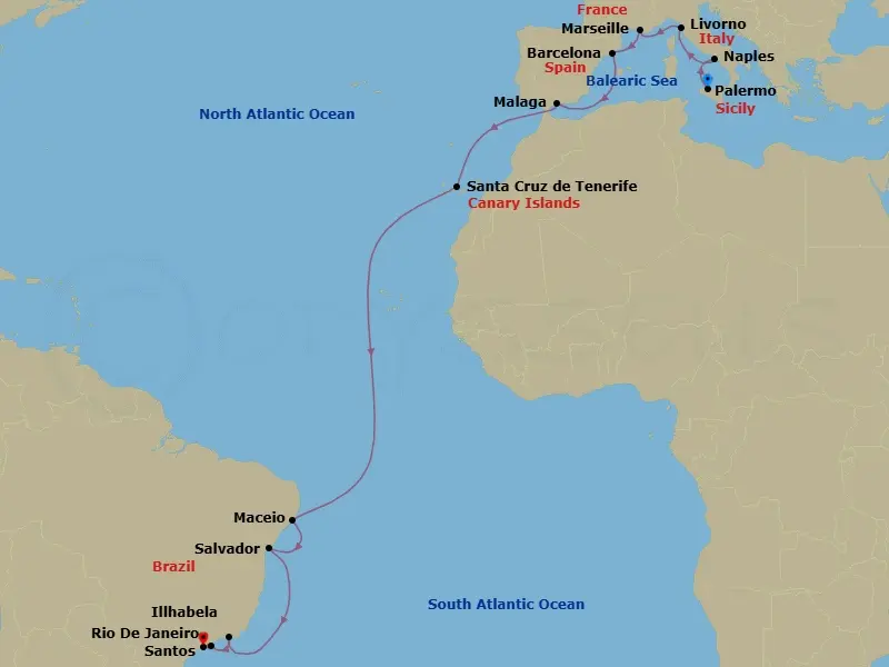 Itinerary schematic diagram