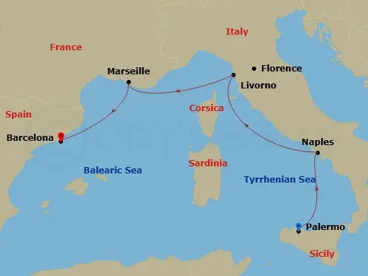 Itinerary schematic diagram