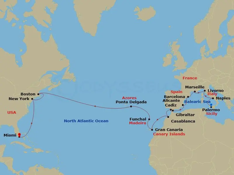 Itinerary schematic diagram