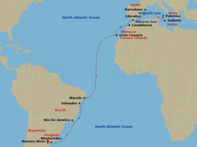 Itinerary schematic diagram