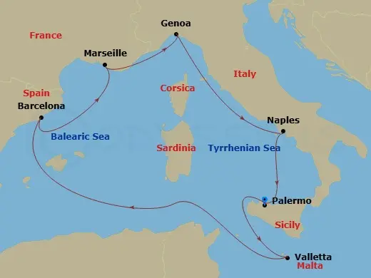 Itinerary schematic diagram