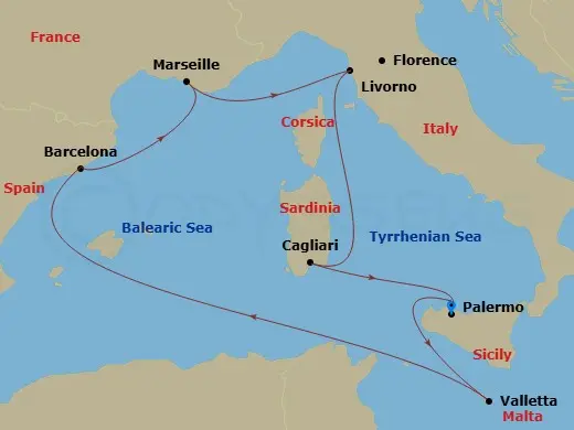 Itinerary schematic diagram