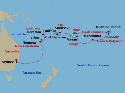 Itinerary schematic diagram