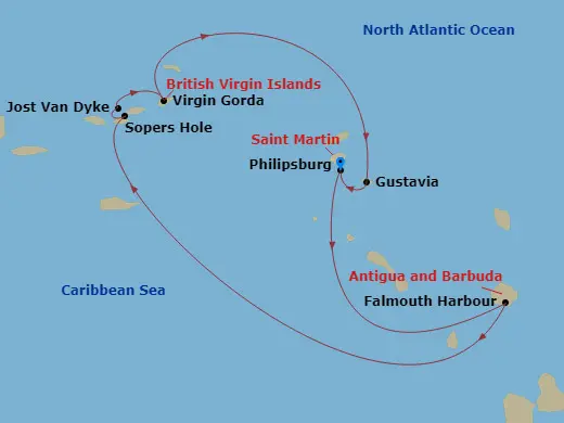 Itinerary schematic diagram