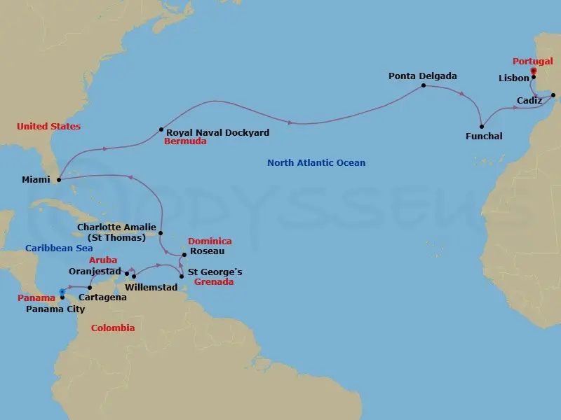 Itinerary schematic diagram