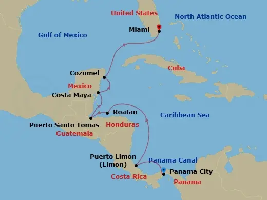 Itinerary schematic diagram
