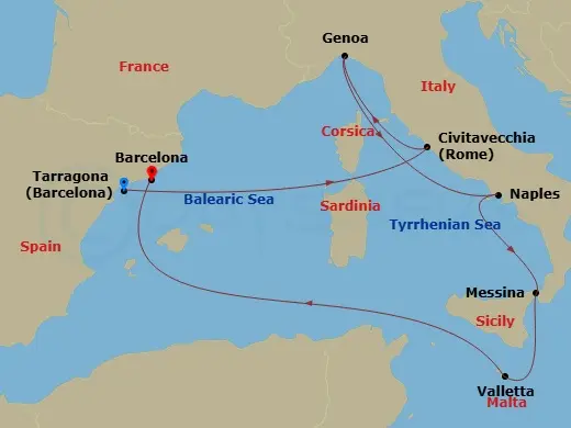 Itinerary schematic diagram