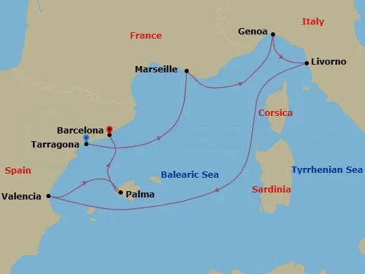 Itinerary schematic diagram