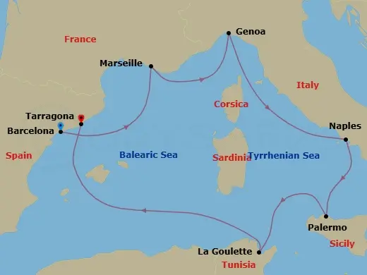 Itinerary schematic diagram
