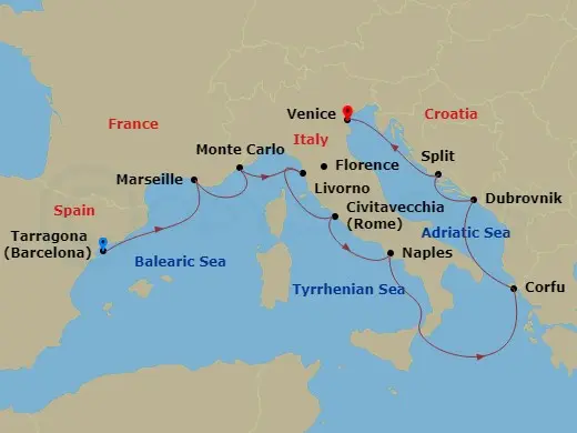Itinerary schematic diagram