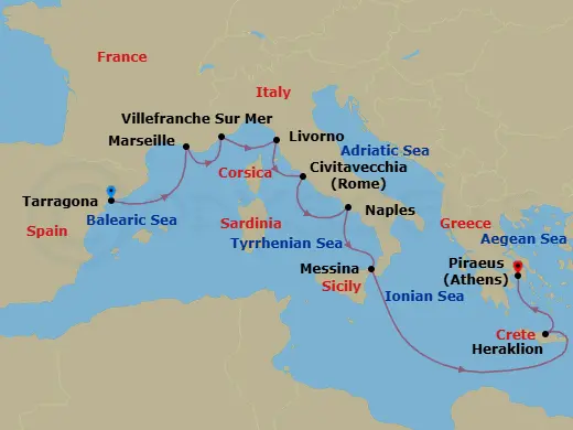 Itinerary schematic diagram