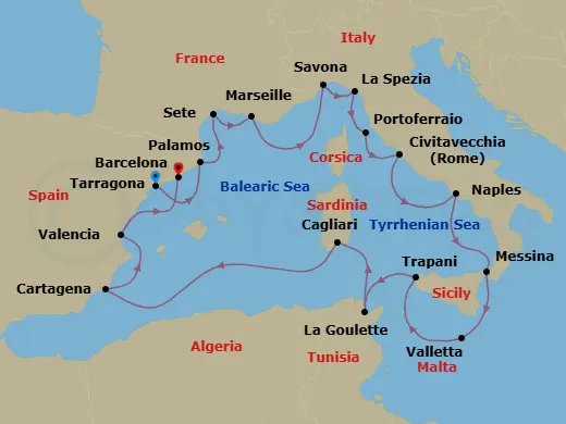 Itinerary schematic diagram