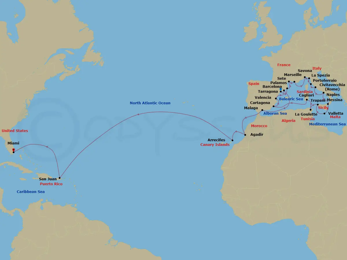 Itinerary schematic diagram