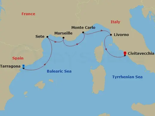 Itinerary schematic diagram