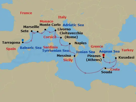 Itinerary schematic diagram