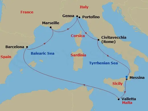 Itinerary schematic diagram