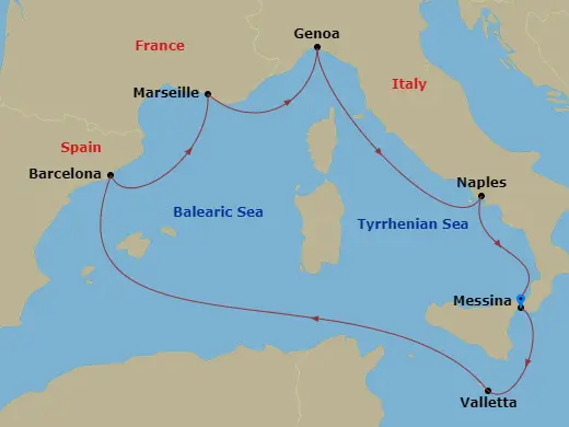 Itinerary schematic diagram
