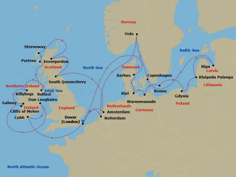 Itinerary schematic diagram