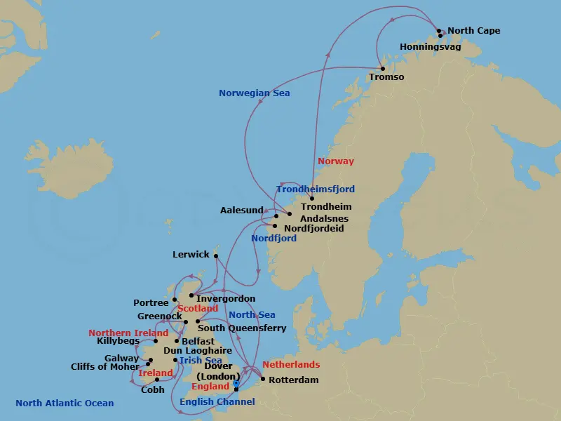 Itinerary schematic diagram
