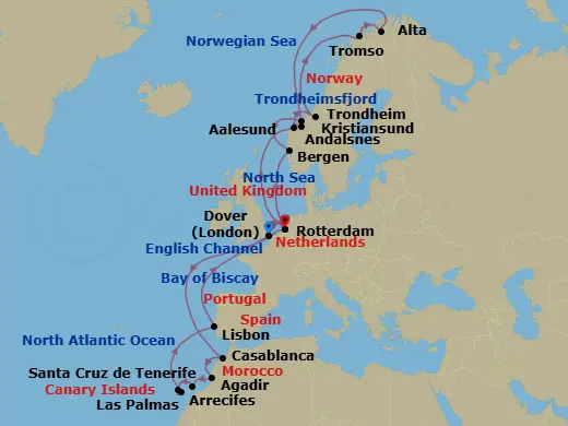 Itinerary schematic diagram