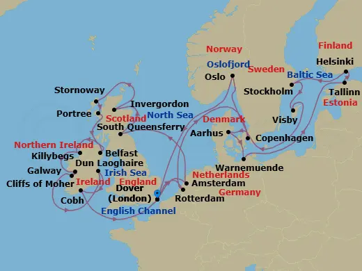 Itinerary schematic diagram