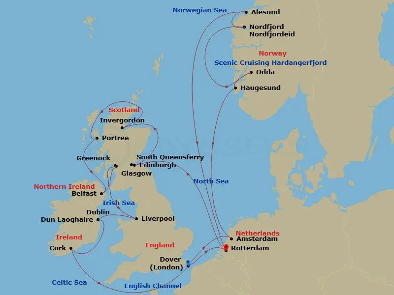 Itinerary schematic diagram