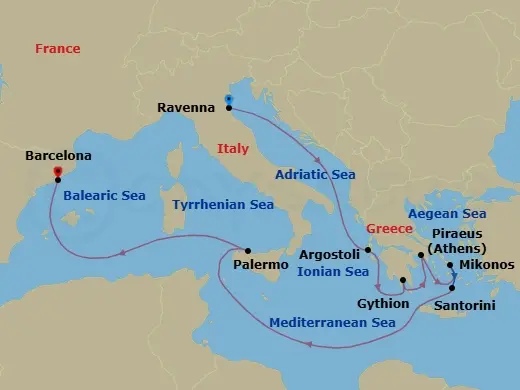 Itinerary schematic diagram