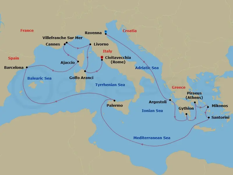 Itinerary schematic diagram