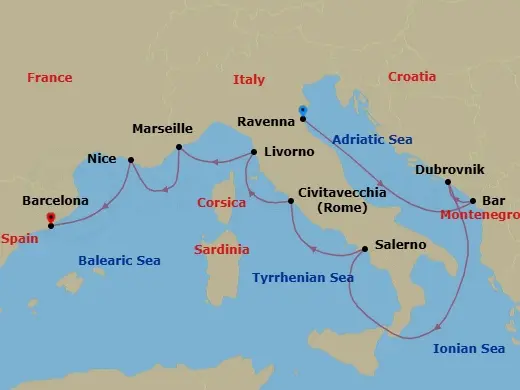Itinerary schematic diagram