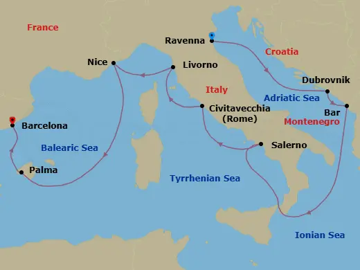 Itinerary schematic diagram