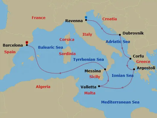 Itinerary schematic diagram