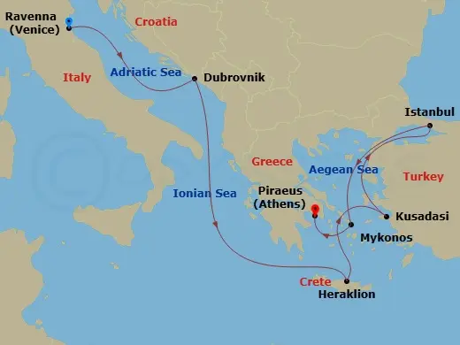 Itinerary schematic diagram