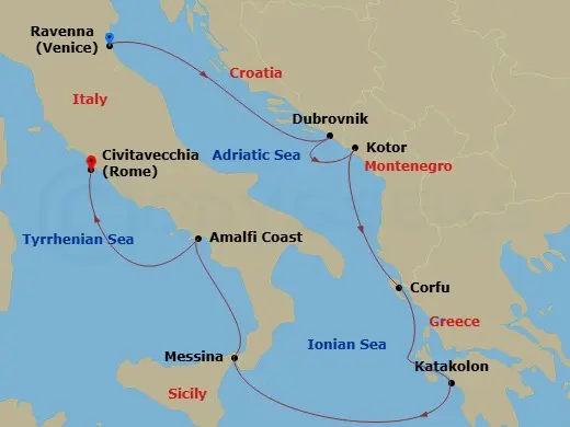 Itinerary schematic diagram