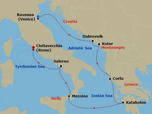 Itinerary schematic diagram