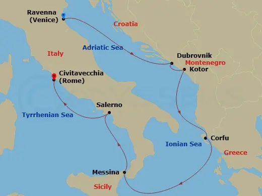 Itinerary schematic diagram