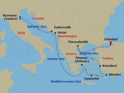 Itinerary schematic diagram