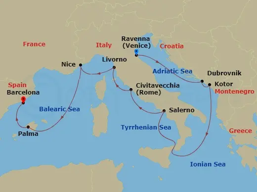 Itinerary schematic diagram