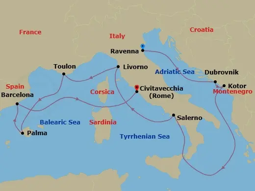 Itinerary schematic diagram