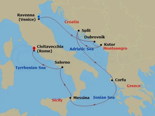 Itinerary schematic diagram