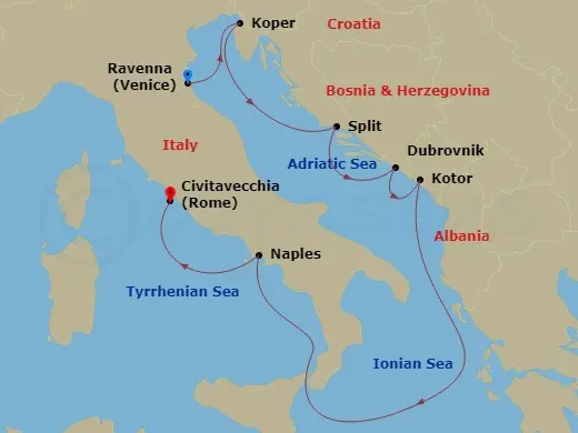 Itinerary schematic diagram