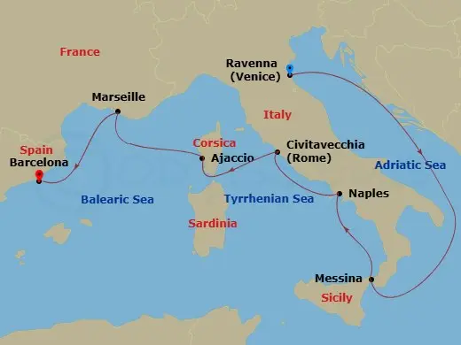 Itinerary schematic diagram