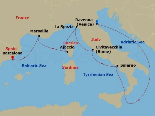 Itinerary schematic diagram