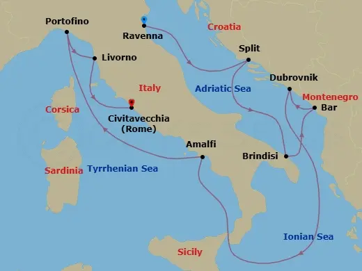Itinerary schematic diagram