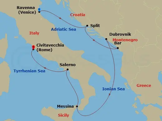 Itinerary schematic diagram