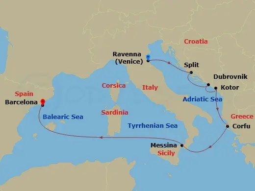 Itinerary schematic diagram