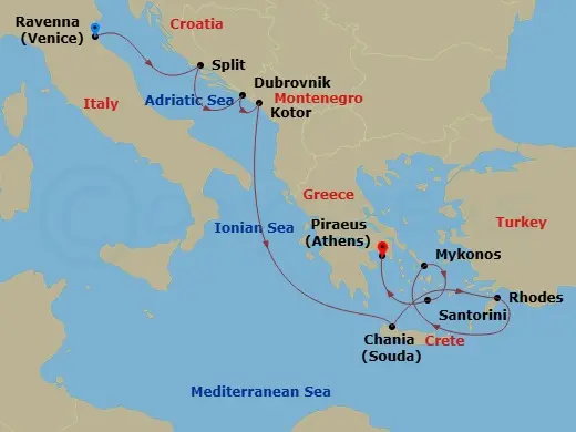 Itinerary schematic diagram
