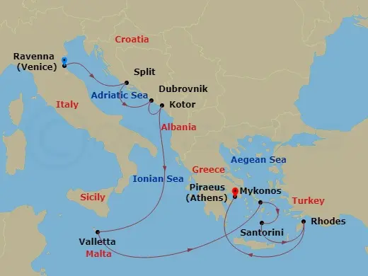 Itinerary schematic diagram
