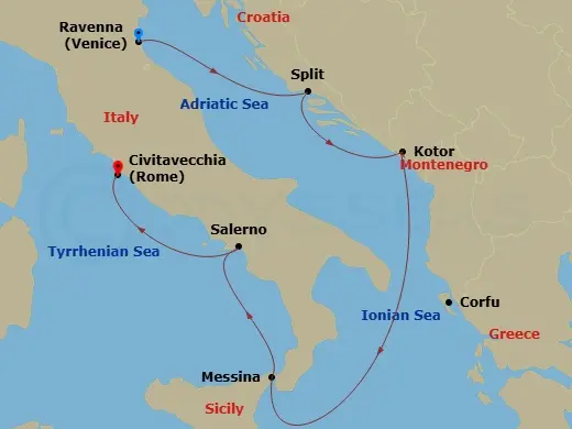 Itinerary schematic diagram